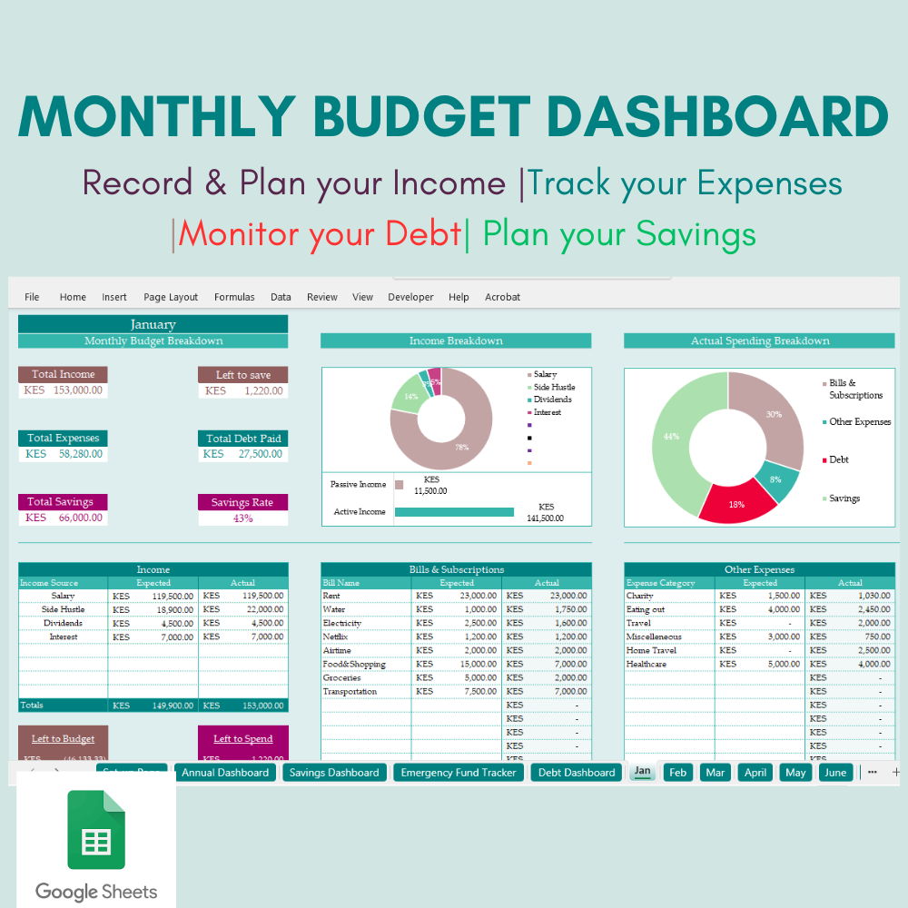 Monthly Budgeting Template-GOOGLE SHEETS VERSION - Image 2
