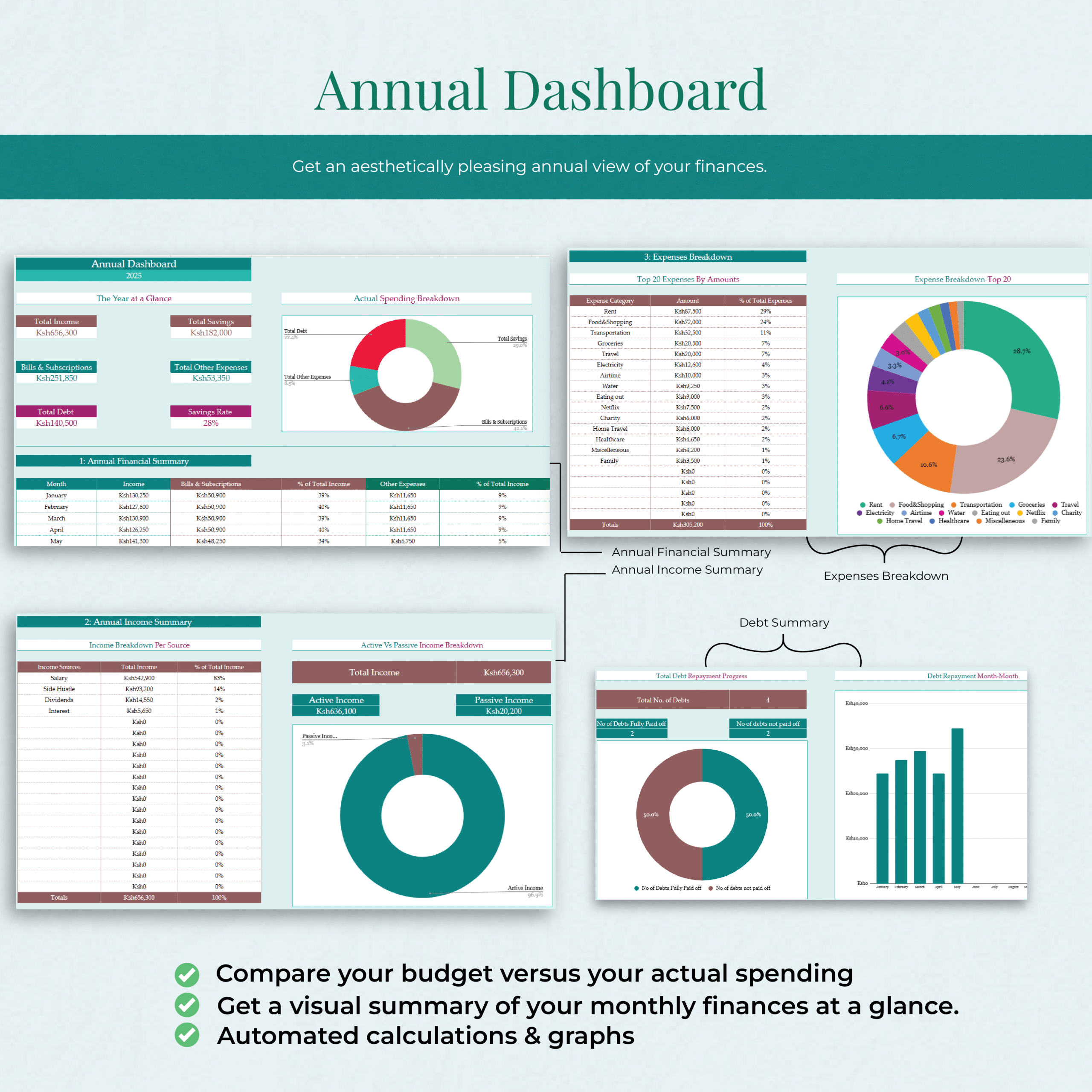 Annual & Monthly Budgeting Template-Blue Colour Theme(GOOGLE SHEETS VERSION) - Image 9