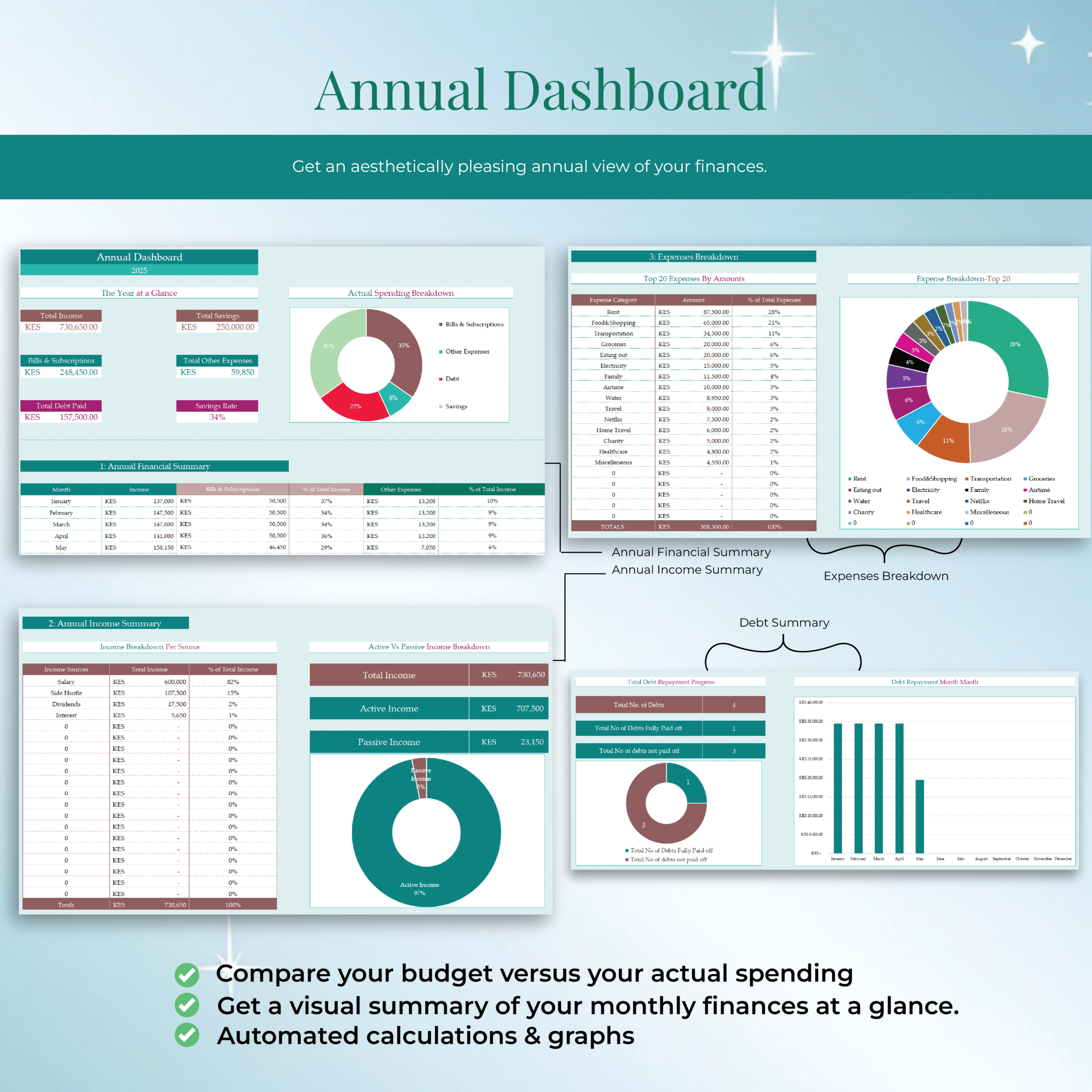 Annual & Monthly Budgeting Template-Blue Colour Theme (EXCEL VERSION) - Image 9