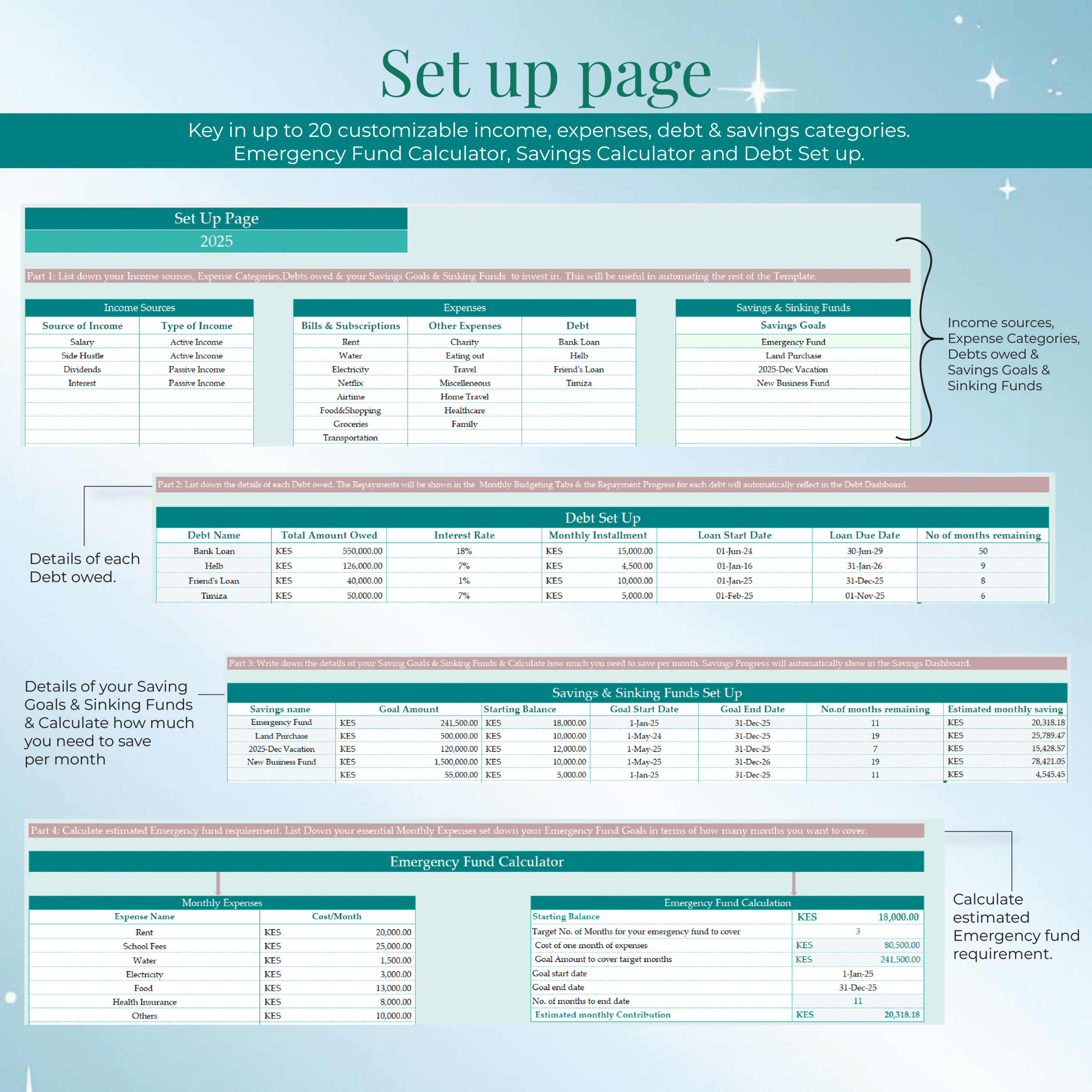Annual & Monthly Budgeting Template-Blue Colour Theme (EXCEL VERSION) - Image 2