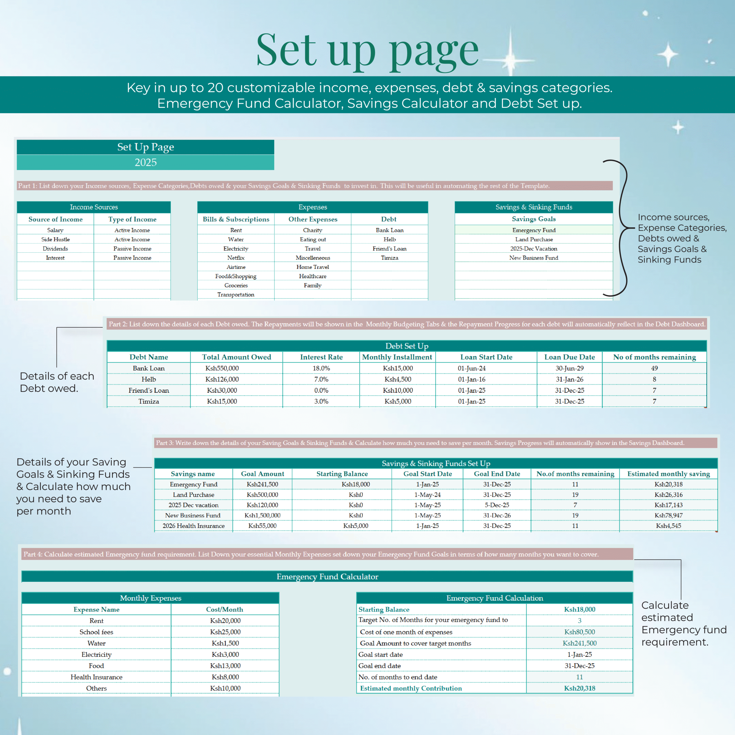 Annual & Monthly Budgeting Template-Blue Colour Theme(GOOGLE SHEETS VERSION) - Image 2