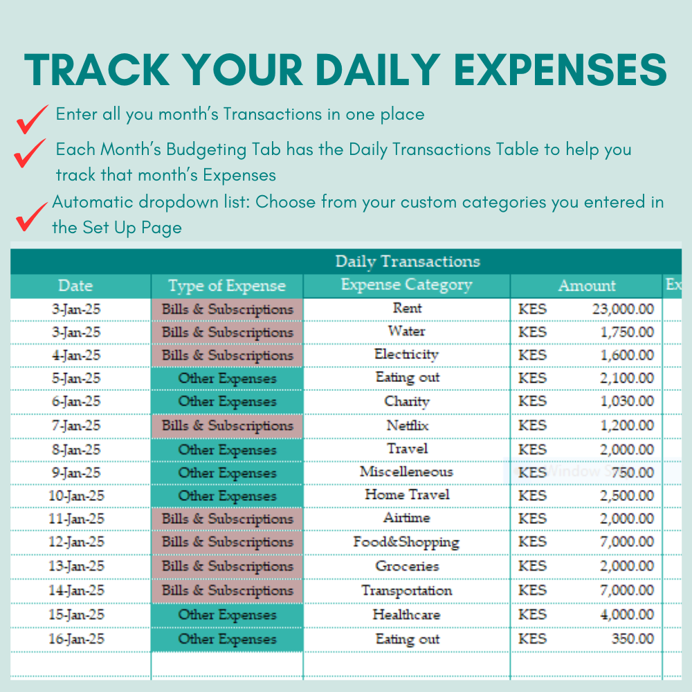 Monthly Budgeting Template-EXCEL VERSION - Image 5
