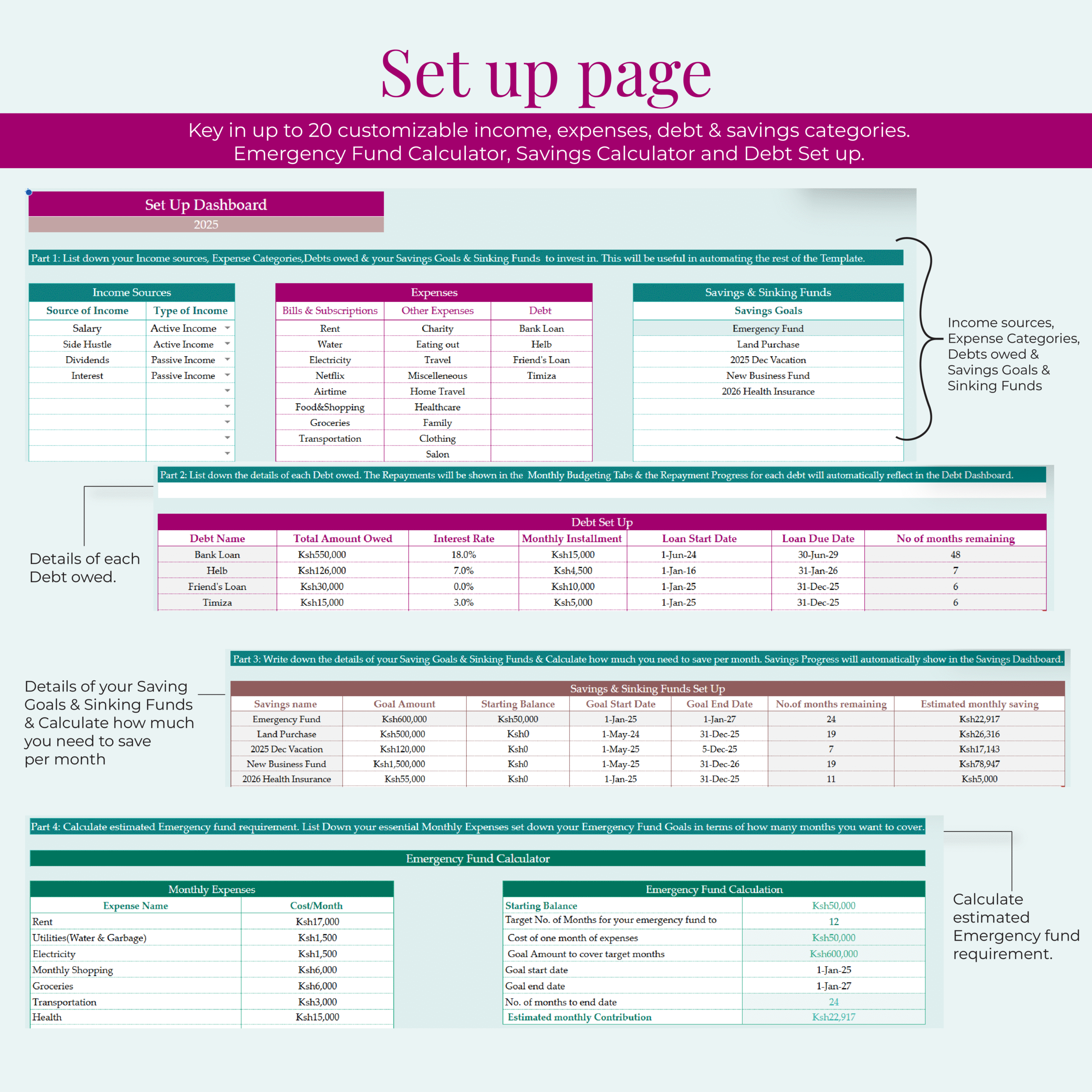 Annual & Monthly Budgeting Template-Mixed Colour Theme(GOOGLE SHEETS VERSION) - Image 2