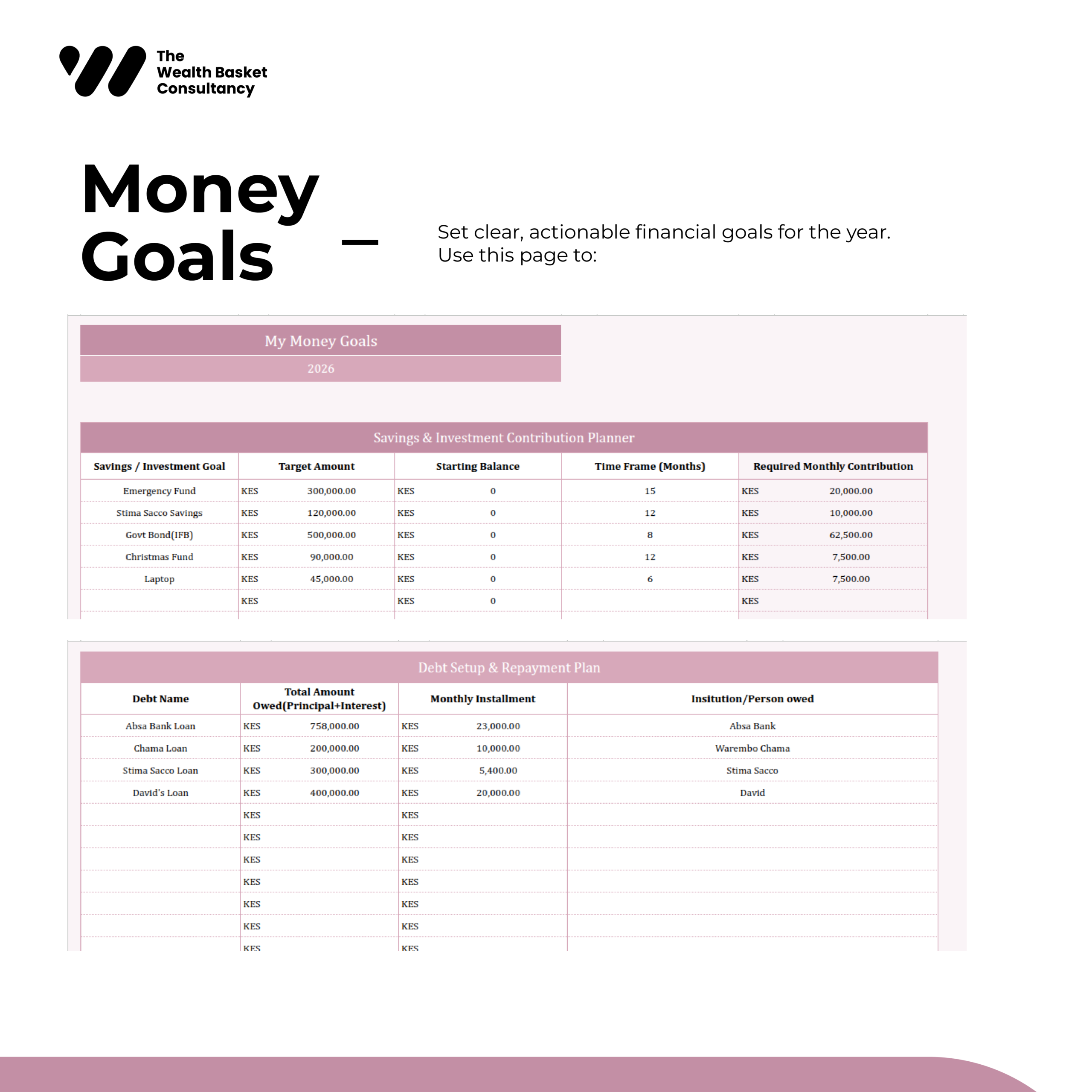Simple Budget Template, Annual & Monthly - Pink Color Theme - Image 3