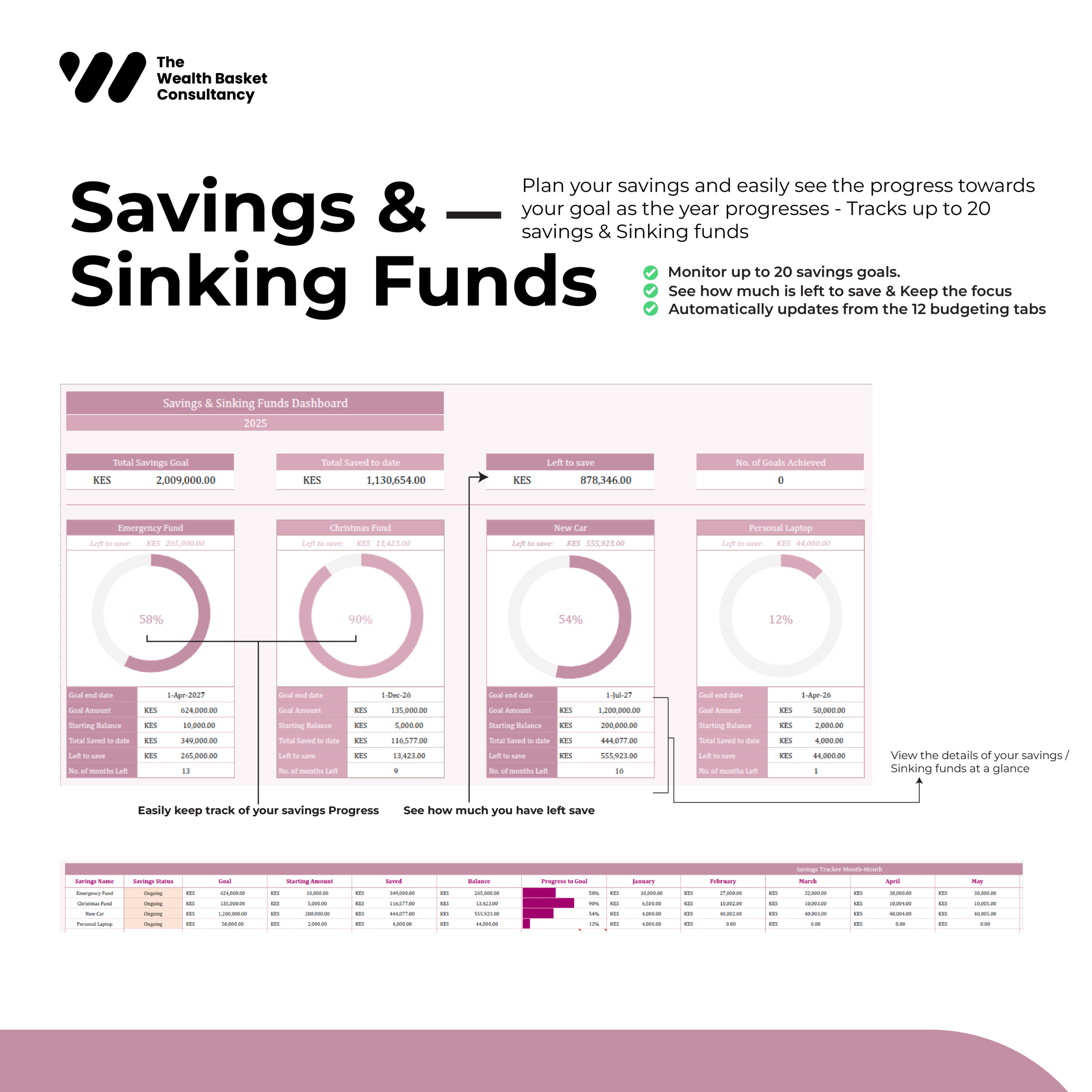 Comprehensive Annual & Monthly Budgeting Template-Pink Colour Theme - Image 9