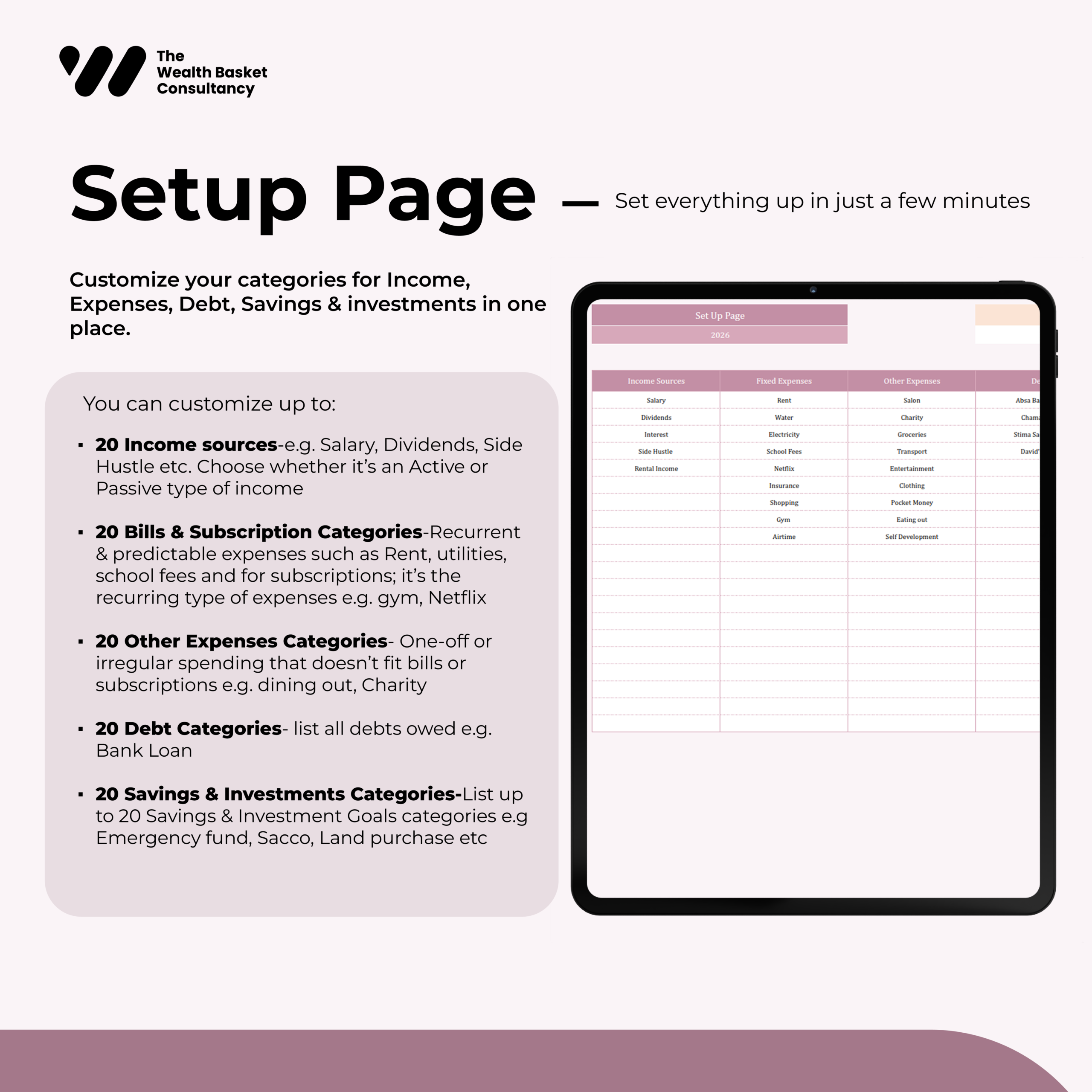 Simple Budget Template, Annual & Monthly - Pink Color Theme - Image 2